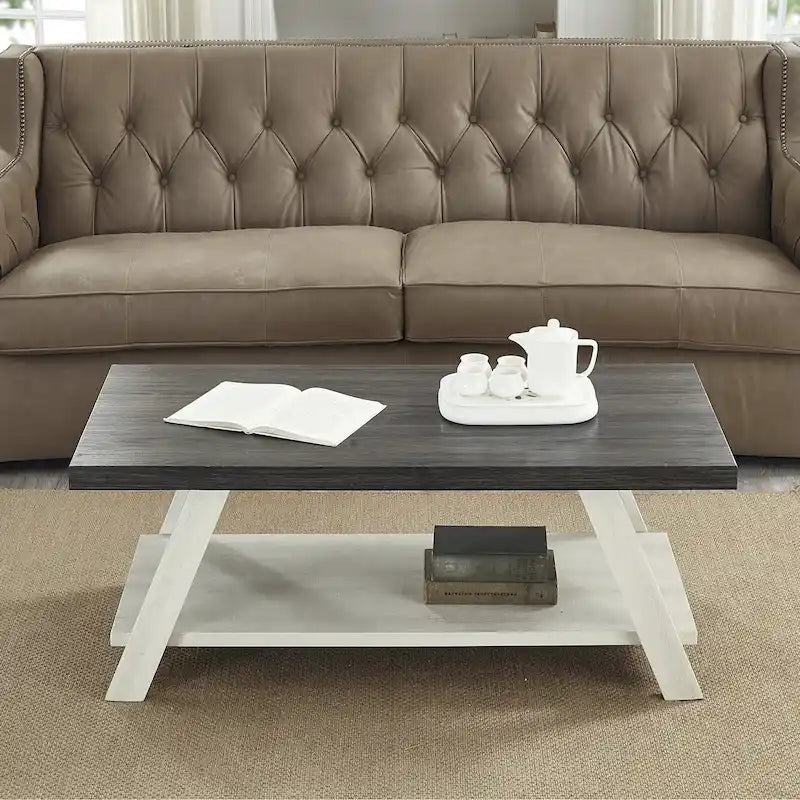 Roundhill Furniture The Gray Barn Cedar Ridge Contemporary Replicated Wood Shelf Coffee Table