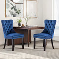 Set of 2 Velvet Dining Chairs,Tufted Solid Wood Armless Chairs Accent Chair with Nailhead Trim and Back Ring Pull