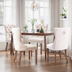 Set of 2 Velvet Dining Chairs,Tufted Solid Wood Armless Chairs Accent Chair with Nailhead Trim and Back Ring Pull