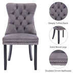 Set of 2 Velvet Dining Chairs,Tufted Solid Wood Armless Chairs Accent Chair with Nailhead Trim and Back Ring Pull