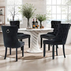 Set of 2 Velvet Dining Chairs,Tufted Solid Wood Armless Chairs Accent Chair with Nailhead Trim and Back Ring Pull