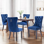 Set of 2 Velvet Dining Chairs,Tufted Solid Wood Armless Chairs Accent Chair with Nailhead Trim and Back Ring Pull