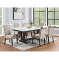 Solid Wood 7 Piece Faux Marble Wrap Table Top Dining Set