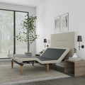 Adjustable Bed Base With Steel Headboard, Wireless Remote, Zero Gravity, Underbed Lighting, Beige - King - Photo 1