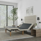 Adjustable Bed Base With Steel Headboard, Wireless Remote, Zero Gravity, Underbed Lighting, Beige - King - Photo 1
