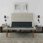 Adjustable Bed Base With Steel Headboard, Wireless Remote, Zero Gravity, Underbed Lighting, Beige - California King - Photo 2