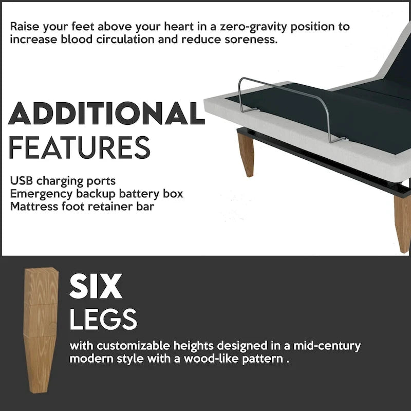 Adjustable Bed Base With Steel Headboard, Wireless Remote, Zero Gravity, Underbed Lighting, Beige - Twin - Photo 3