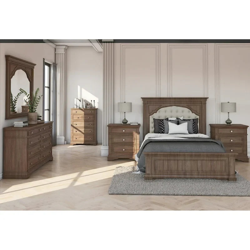 Fabric Steve Silver Havenwood 6 - Piece Upholstered Panel Bedroom Set - Distressed Rustic Driftwood, King - Photo 1