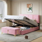 2-Pieces Bedroom Sets Queen Size Bed with Storage Ottoman