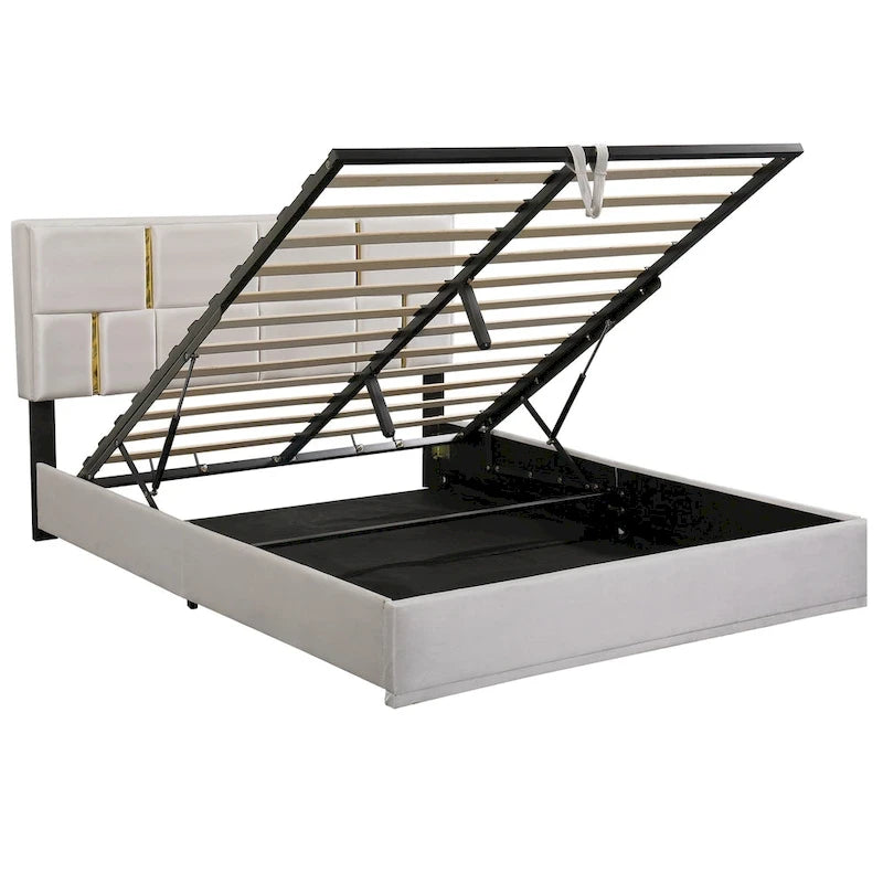 2-Pieces Bedroom Sets Queen Size Bed with Storage Ottoman