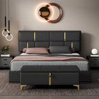 2-Pieces Bedroom Sets Queen Size Bed with Storage Ottoman