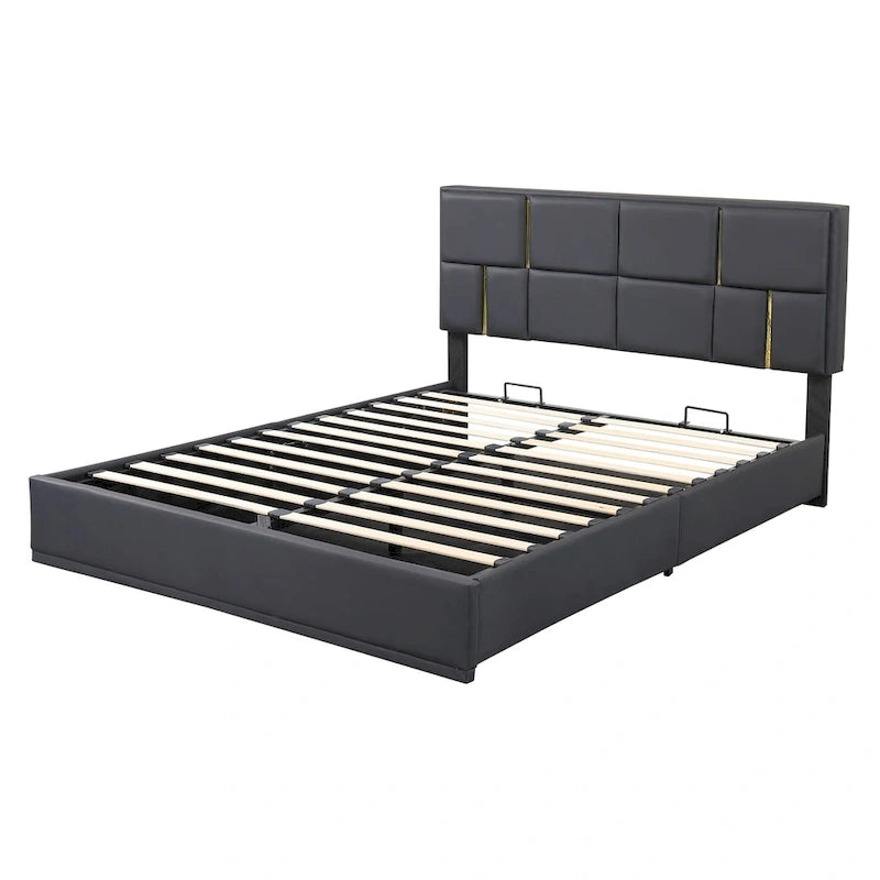 2-Pieces Bedroom Sets Queen Size Bed with Storage Ottoman