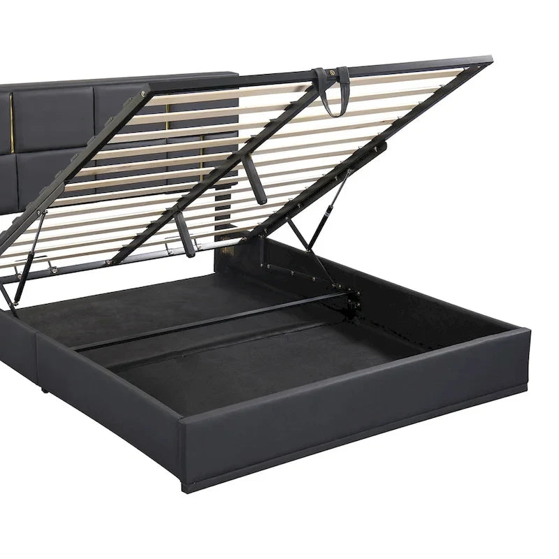 2-Pieces Bedroom Sets Queen Size Bed with Storage Ottoman