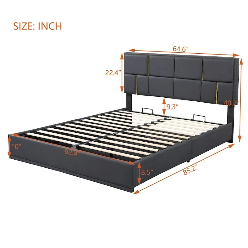 2-Pieces Bedroom Sets Queen Size Bed with Storage Ottoman