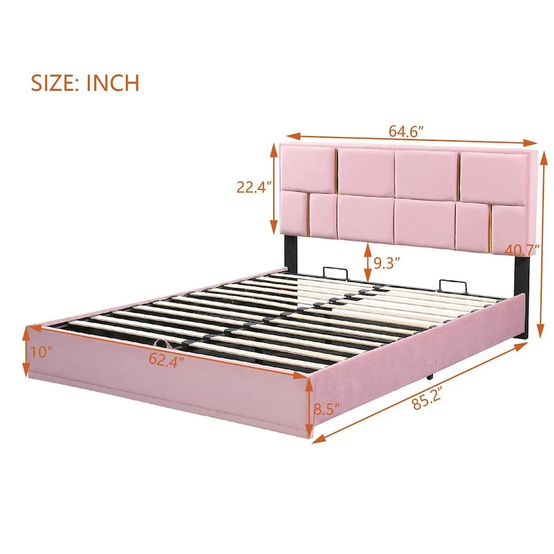 2-Pieces Bedroom Sets Queen Size Bed with Storage Ottoman