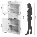 Bathroom Cabinet, Tall Kitchen Pantry Cabinet with Doors and Adjustable Shelf
