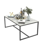 Frame Coffee Table Rectangular Cocktail Table Marble Metal Sofa Table