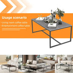 Frame Coffee Table Rectangular Cocktail Table Marble Metal Sofa Table