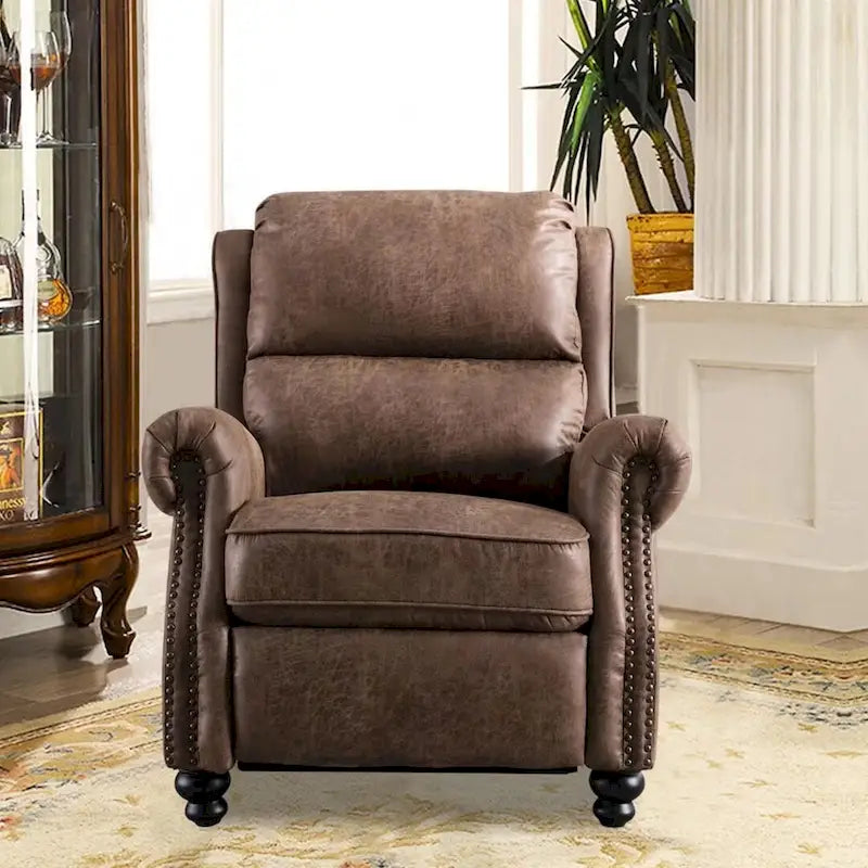Armchair Pushback Club Recliner with Rivet Decoration