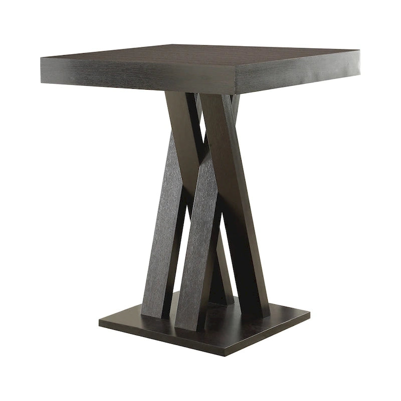 Camille Cappuccino Double X Base Square Bar Table