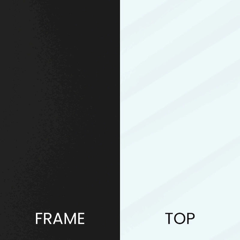 Glass Living Room Coffee Table with Round Metal Frame