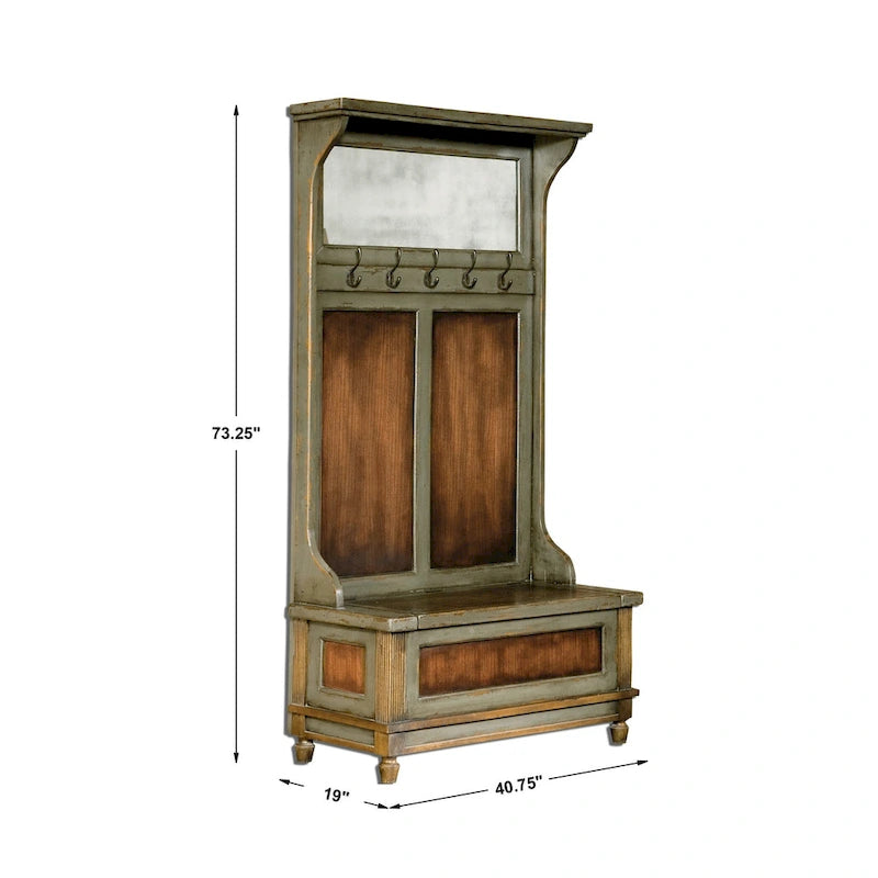 Mahogany / Wood Uttermost Riyo Distressed Charcoal Grey Hall Tree - Photo 3