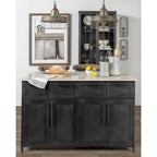 Fieri White Marble Top W/black Solid Iron Frame Kitchen Island - 58"w X 32"d X 37"h - Photo 1
