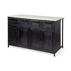 Fieri White Marble Top W/black Solid Iron Frame Kitchen Island - 58"w X 32"d X 37"h - Photo 2