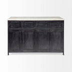Fieri White Marble Top W/black Solid Iron Frame Kitchen Island - 58"w X 32"d X 37"h - Photo 3