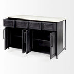 Fieri White Marble Top W/black Solid Iron Frame Kitchen Island - 58"w X 32"d X 37"h - Photo 6