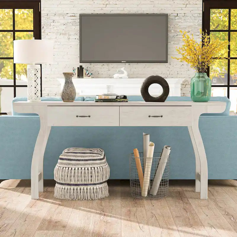 Jessica Contemporary White Oak 70-inch 2-Drawer Console Table by Furniture of America