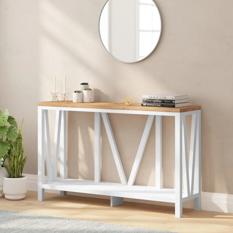 Farmhouse Style Rustic Entryway Console Table