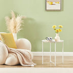 VECELO Modern Side Table with Round Removable Tray,Beige (Set of 1/Set of 2)