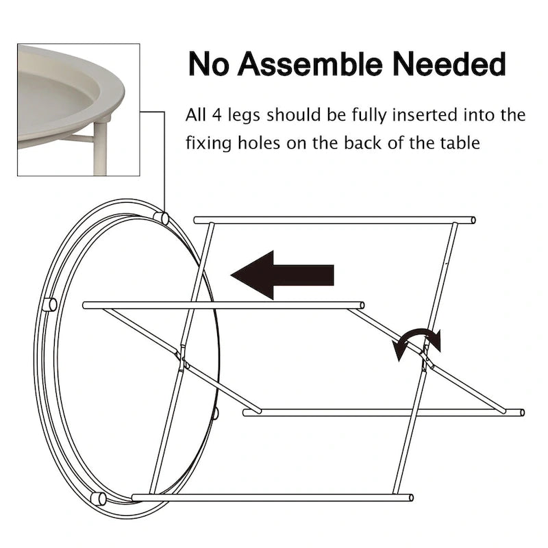 VECELO Modern Side Table with Round Removable Tray,Beige (Set of 1/Set of 2)