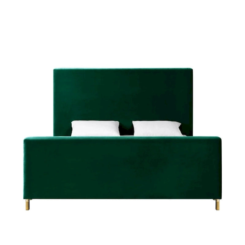 Green Solid Wood Upholstered Velvet Bed - King - Photo 3