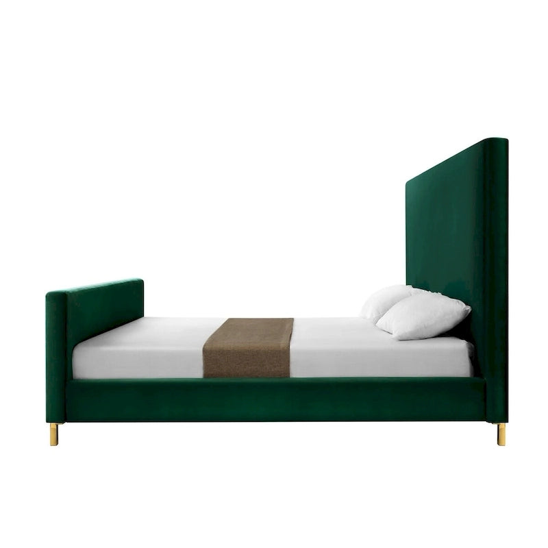 Green Solid Wood Upholstered Velvet Bed - King - Photo 4