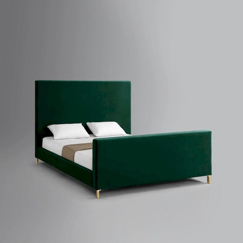 Green Solid Wood Upholstered Velvet Bed - King - Photo 5