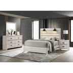 Edyth 5 Piece White LED Panel Bedroom Set - Queen - Photo 2