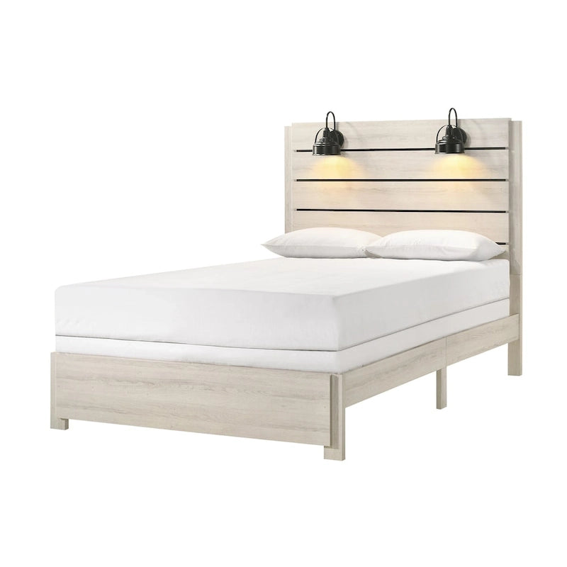 Edyth 5 Piece White LED Panel Bedroom Set - King - Photo 3