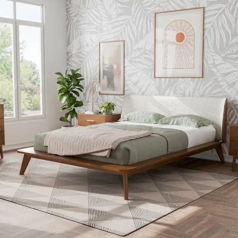 Midcentury Low Engineered Wood Bed - Queen - Photo 1