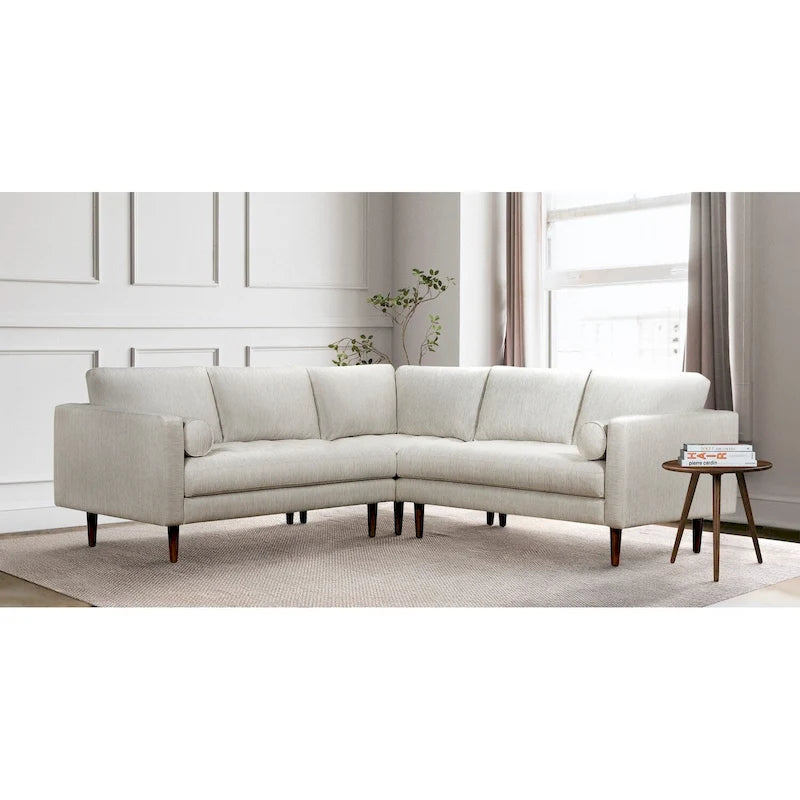 & Fabric 98" Corner Solid Wood Sectional Sofa