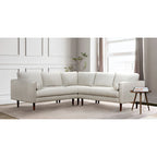 & Fabric 98" Corner Solid Wood Sectional Sofa - Bright Ash - Photo 2