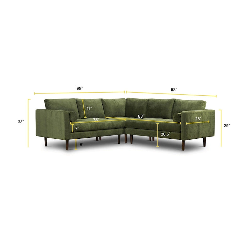 & Fabric 98" Corner Solid Wood Sectional Sofa - Photo 27