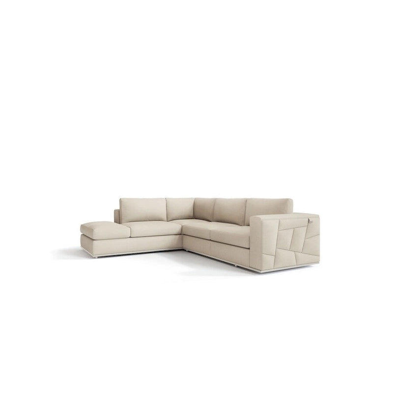 Beige Leather Reclining L Shaped Corner Sectional - 117 - Symmetrical - Photo 2