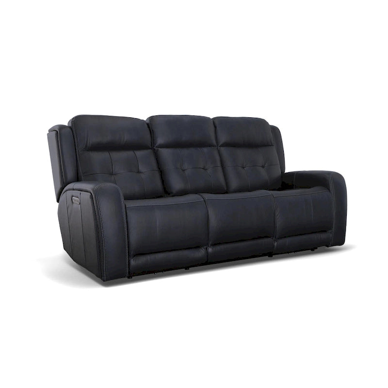 87" Leather Reclining Sofa With Power Headrests - Photo 4