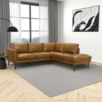 Living Room Corner Leather Solid Wood Sectional Sofa - Photo 3