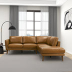 Living Room Corner Leather Solid Wood Sectional Sofa - Photo 4
