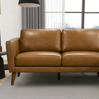 Living Room Corner Leather Solid Wood Sectional Sofa - Photo 5