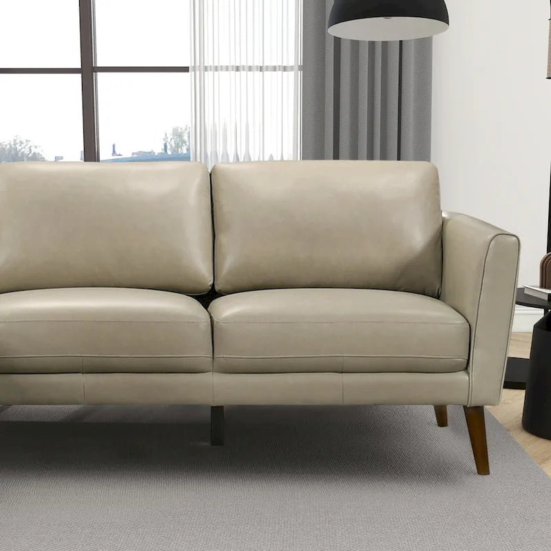 Living Room Corner Leather Solid Wood Sectional Sofa - Photo 16