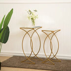 Glitzhome Set of 2 Glam Glass Modern Side Table Sofa Table